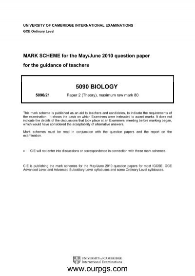 biology essay mark schemes