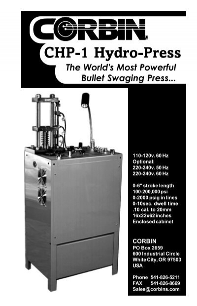 Details about   Corbin Swaging Punches .358 Caliber TWC Corbin CHP-1 Hydro-Press Bullet Swage 