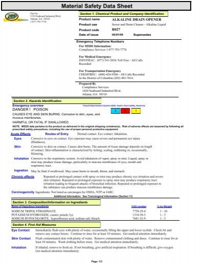 Material Safety Data Sheet Zep