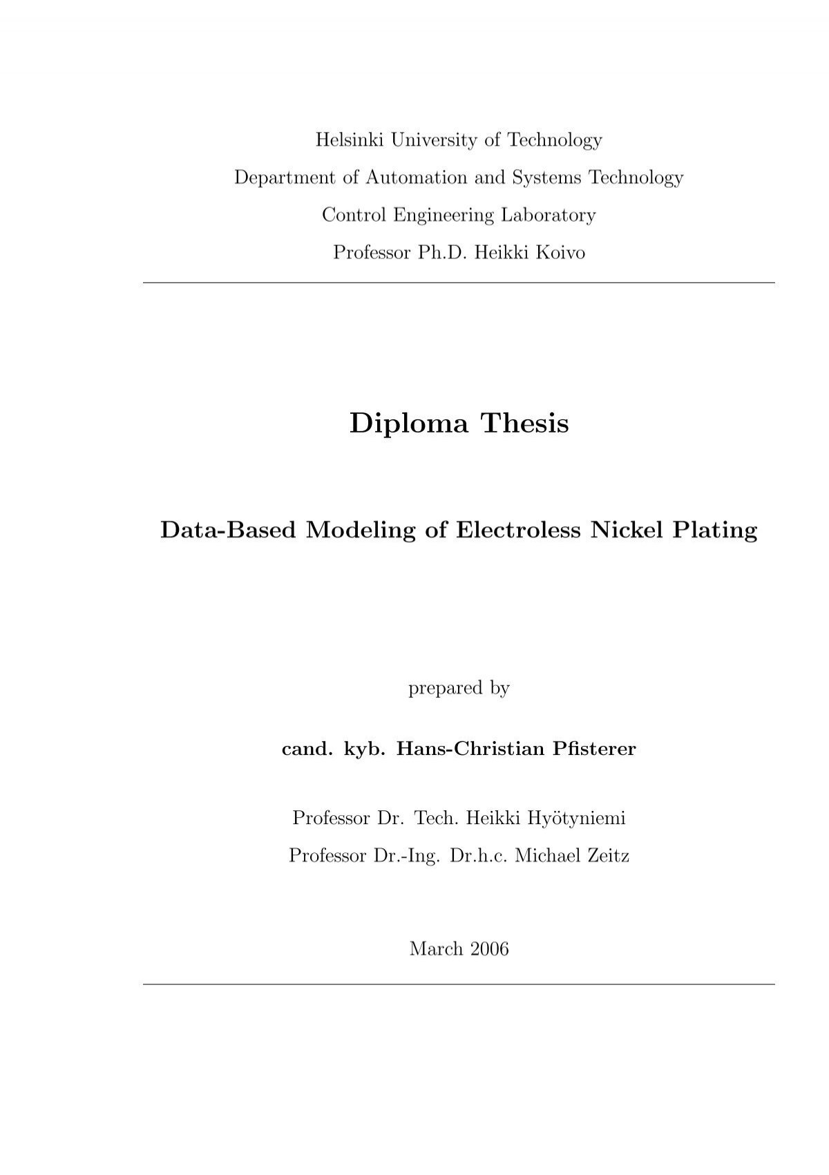 diploma or master thesis