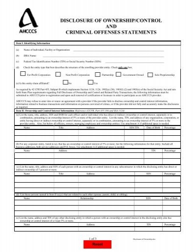 disclosure of ownership form for amerigroup