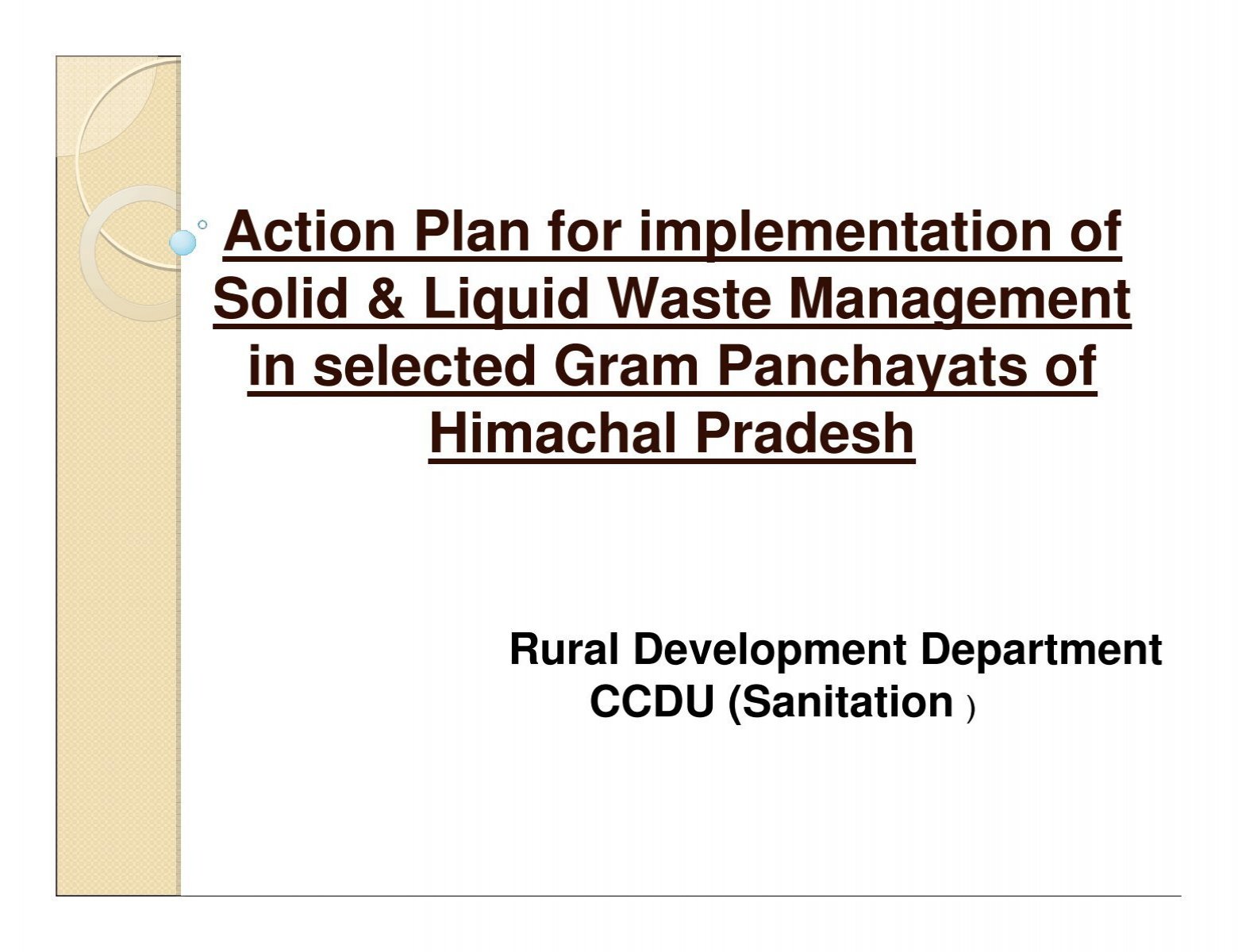 Action Plan For Implementation Of Solid Liquid Waste Management