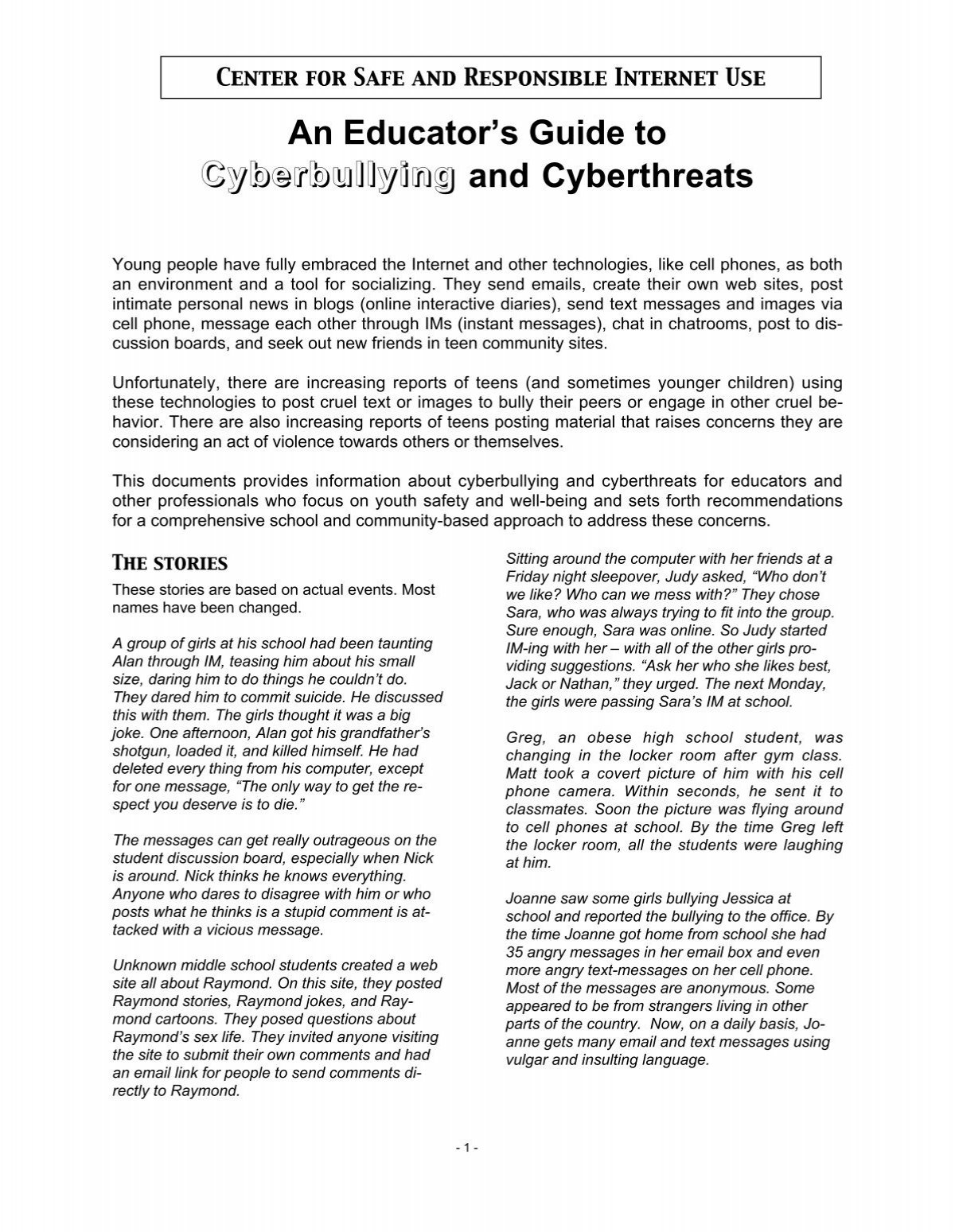 An Educators Guide to Cyberbullying and Cyberthreats image