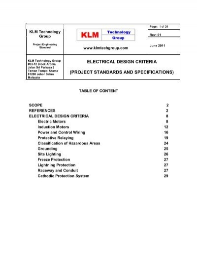 electrical design criteria - KLM Technology Group