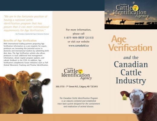 Age Verification - Canadian Cattle Identification Agency
