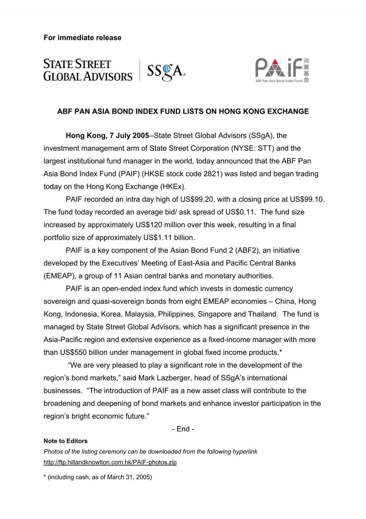 State Street Global Adv Abf Pan Asia Bond Index Fund
