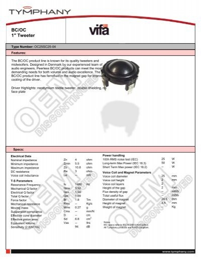 Vifa OC25SC25-04 Datasheet - WES Components