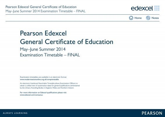 Edexcel coursework timetable 2011