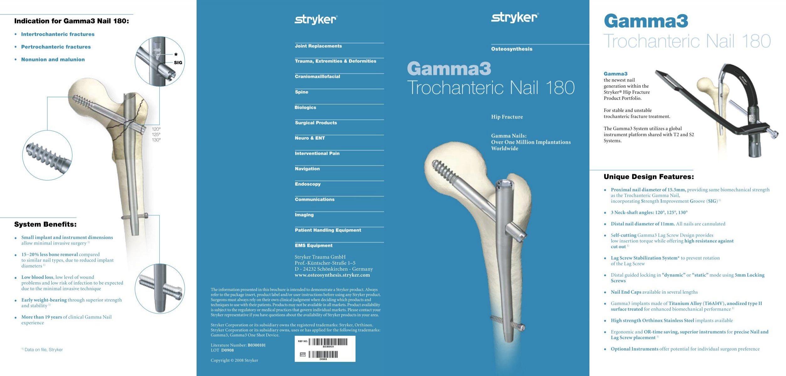 New STRYKER 3330-0440S Gamma3 System Long Nail Kit, R2.0, Ti, Left,  Implant, 11 x 440mm x 130Deg(X) Disposables - General For Sale - DOTmed  Listing #3672931: