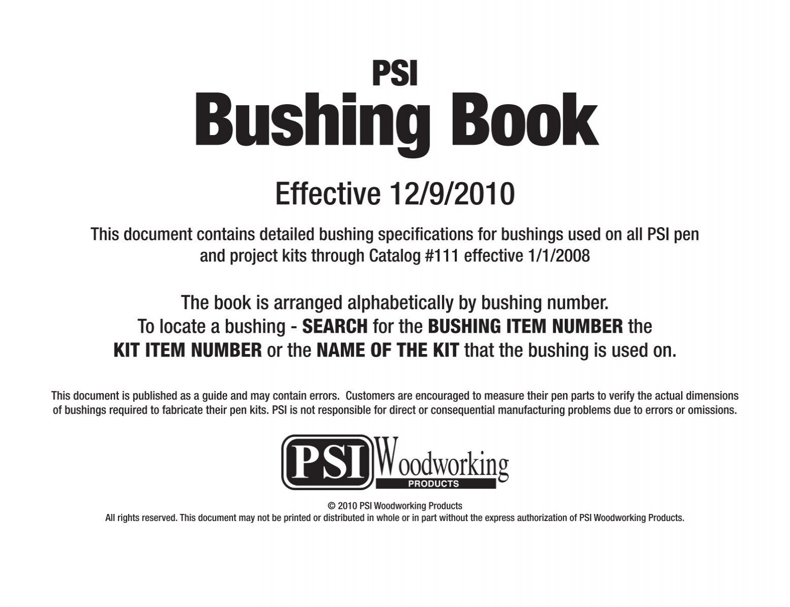 Bushings: Complete Book - Penn State Industries