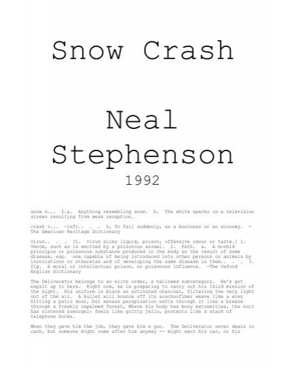 Snow Crash Neal Stephenson - Dill Research Group