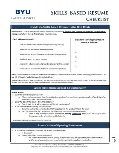 skills-based resume checklist