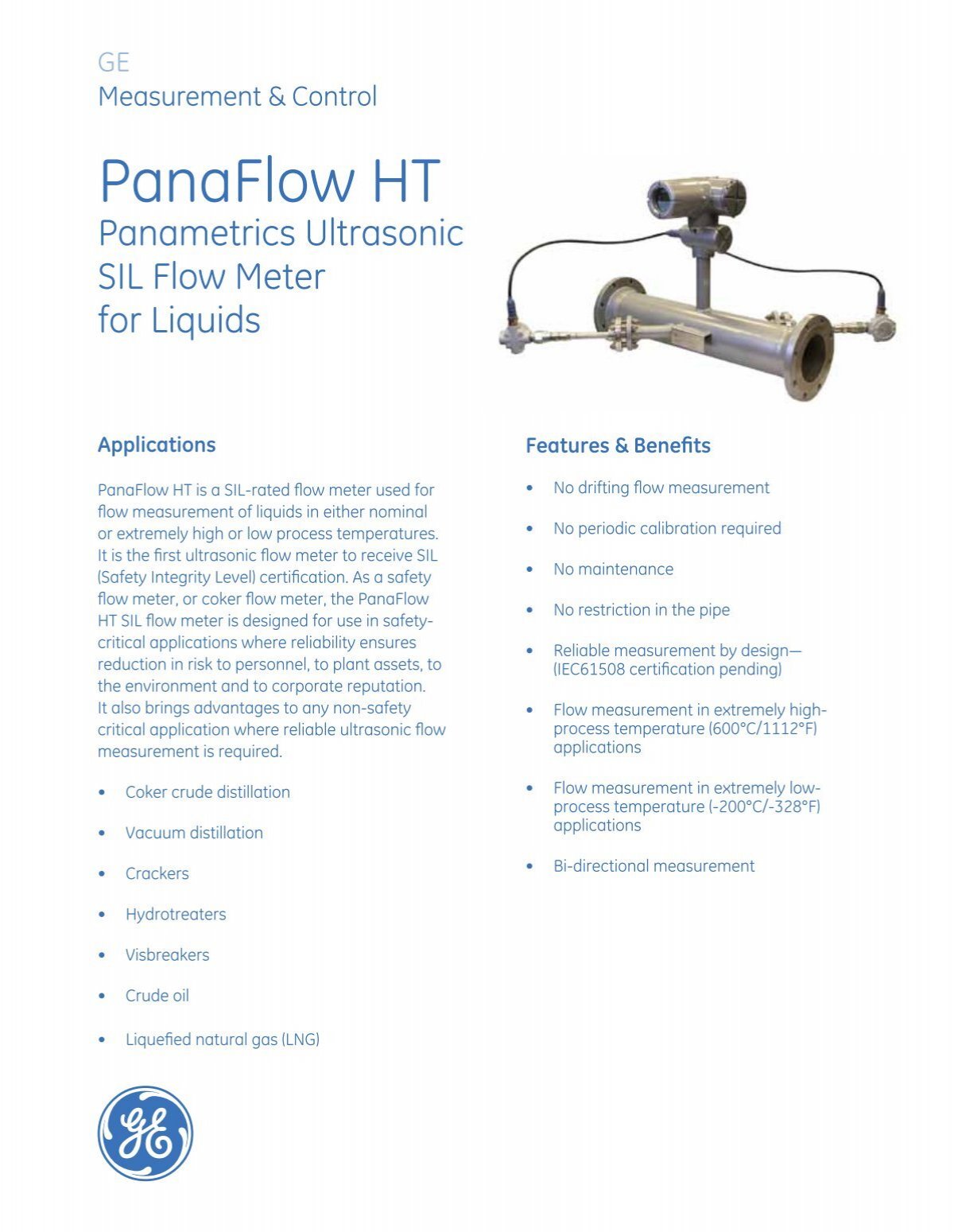 PanaFlow HT Panametrics Ultrasonic Flow Meter ... - Panametria CZ