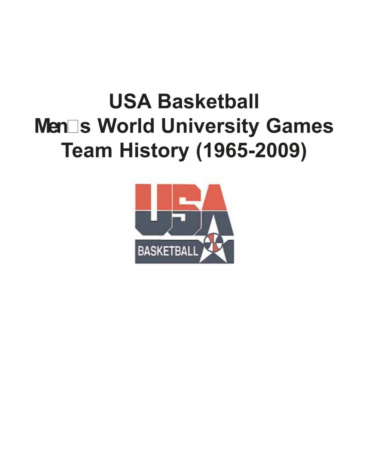 USA Basketball Men s World University Games Team History ...