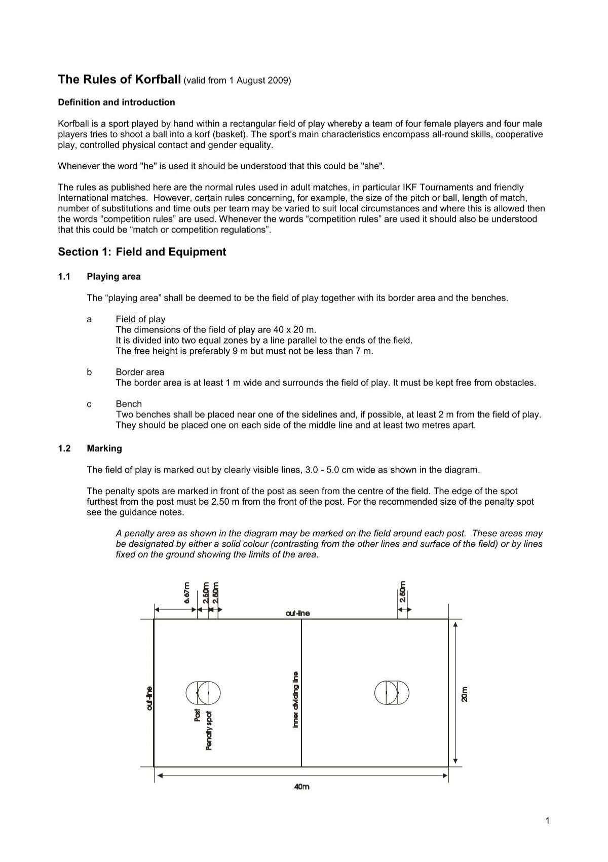 The Rules of Korfball (valid from 1 August 2009)
