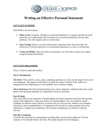 writing a personal statement esol