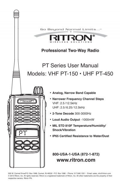 Ritron PT-150 Professional 255 Channels 5 watt VHF Two-Way Radio 