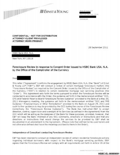 Engagement Letter Ernst Young For Hsbc Bank Occ