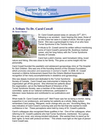 Tribute to Dr. Carol Cowell