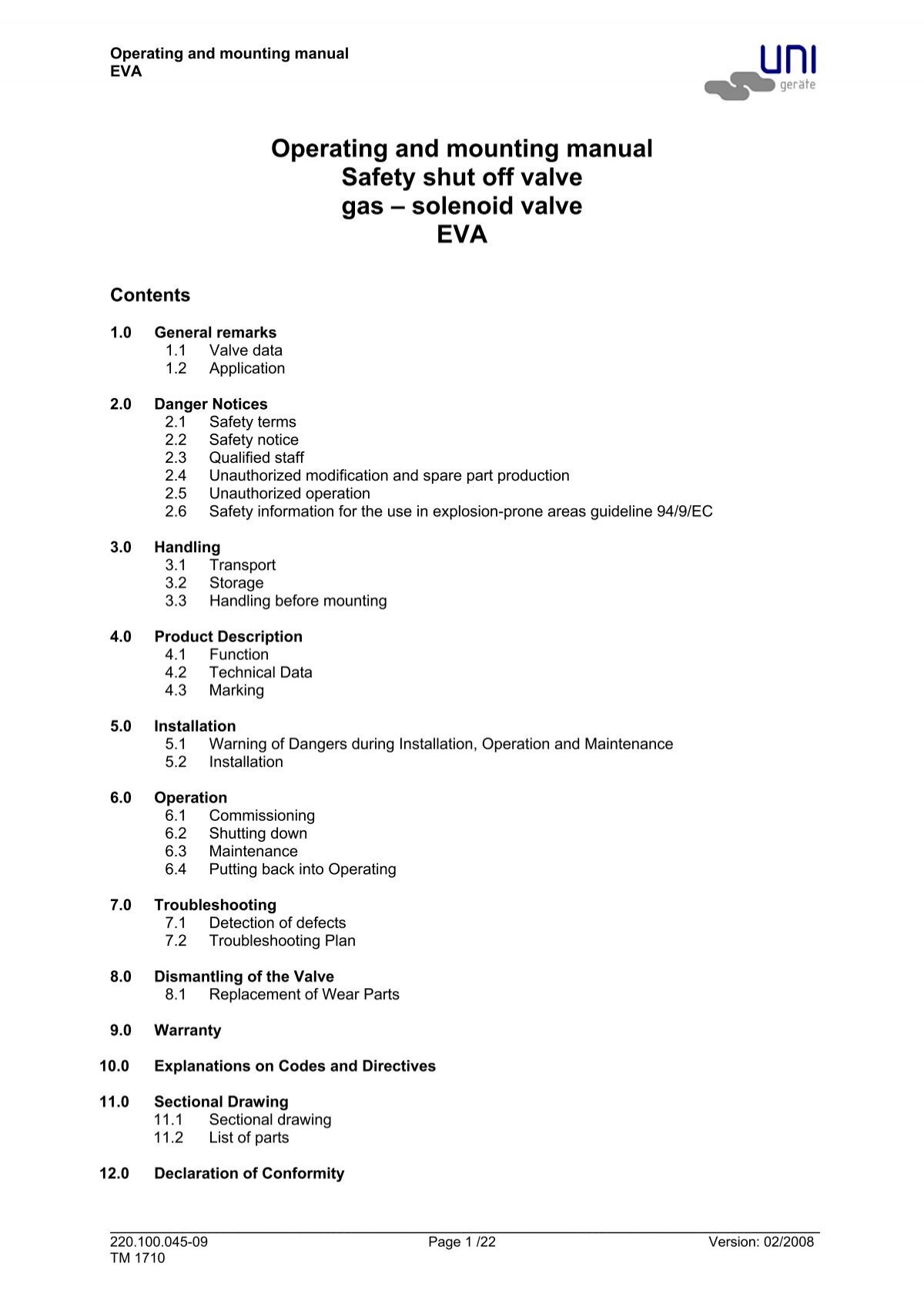 UNI-Gerate EVSA Series Normally Closed Solenoid Valves