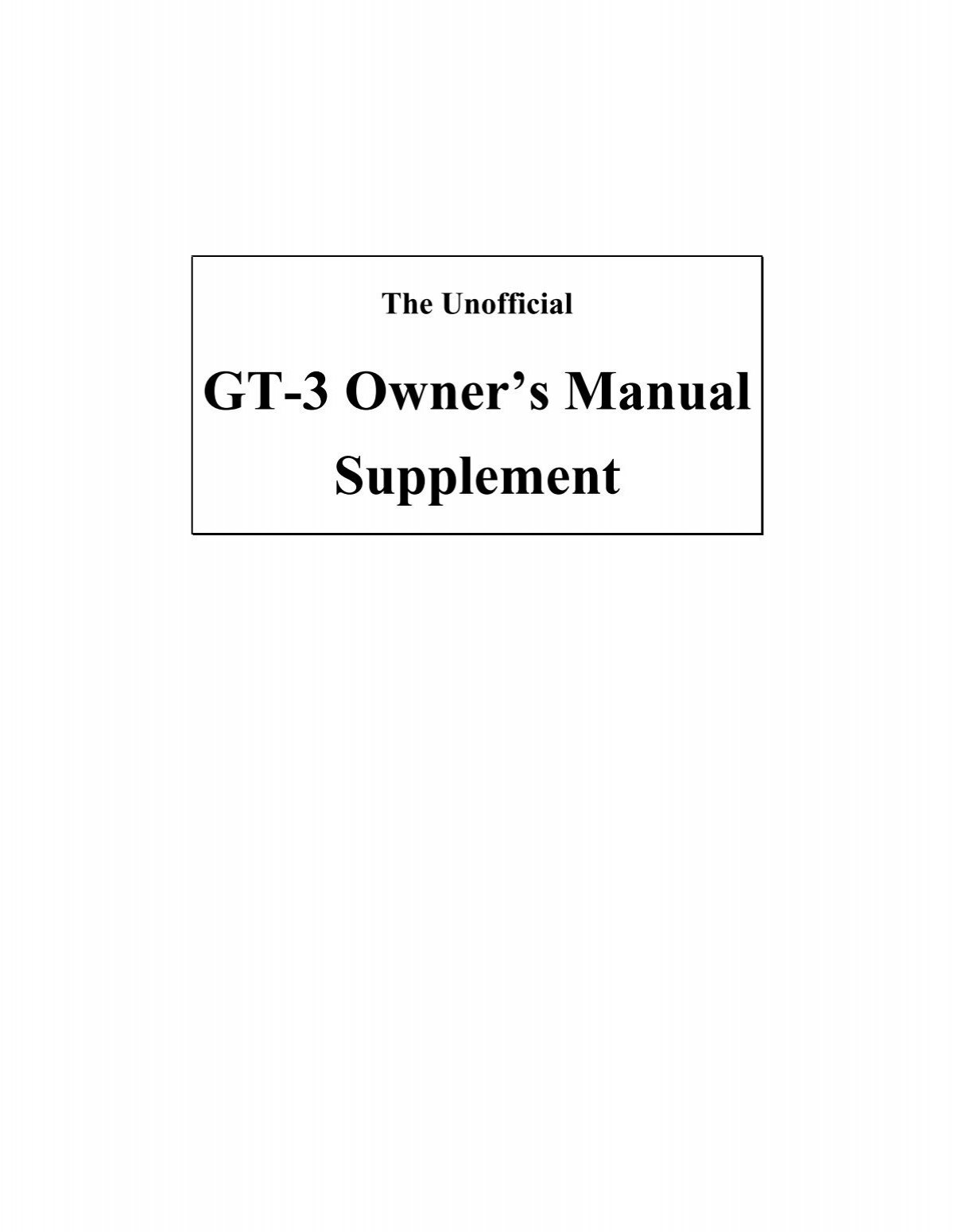 praktiserende læge stereoanlæg nedenunder The Unofficial GT-3 Owner's Manual Supplement - Golden Mark, LLC
