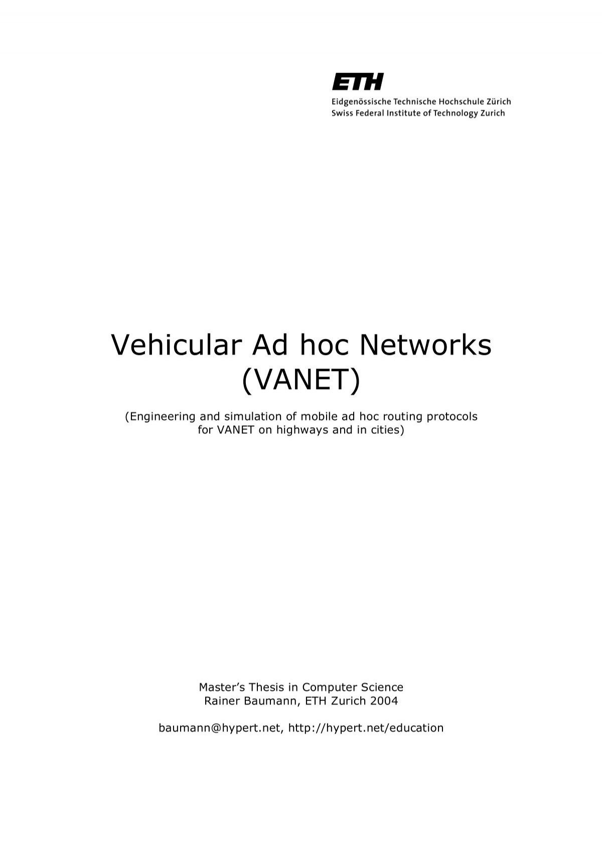 Vehicular Ad Hoc Networks Vanet Baumann Rainer Fdp - roblox avg physics sender pkts