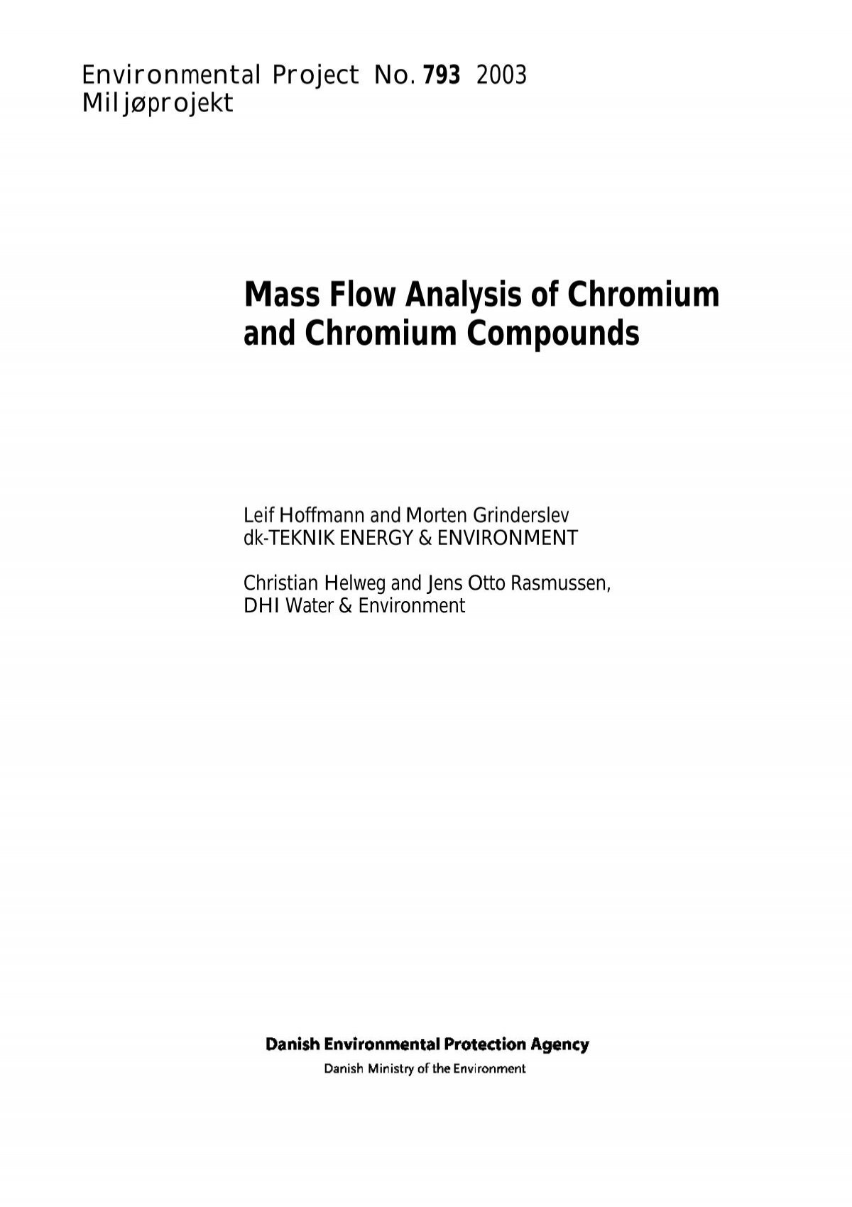 glæde Resistente Bekræftelse Mass Flow Analysis of Chromium and Chromium ... - MiljÃ¸styrelsen