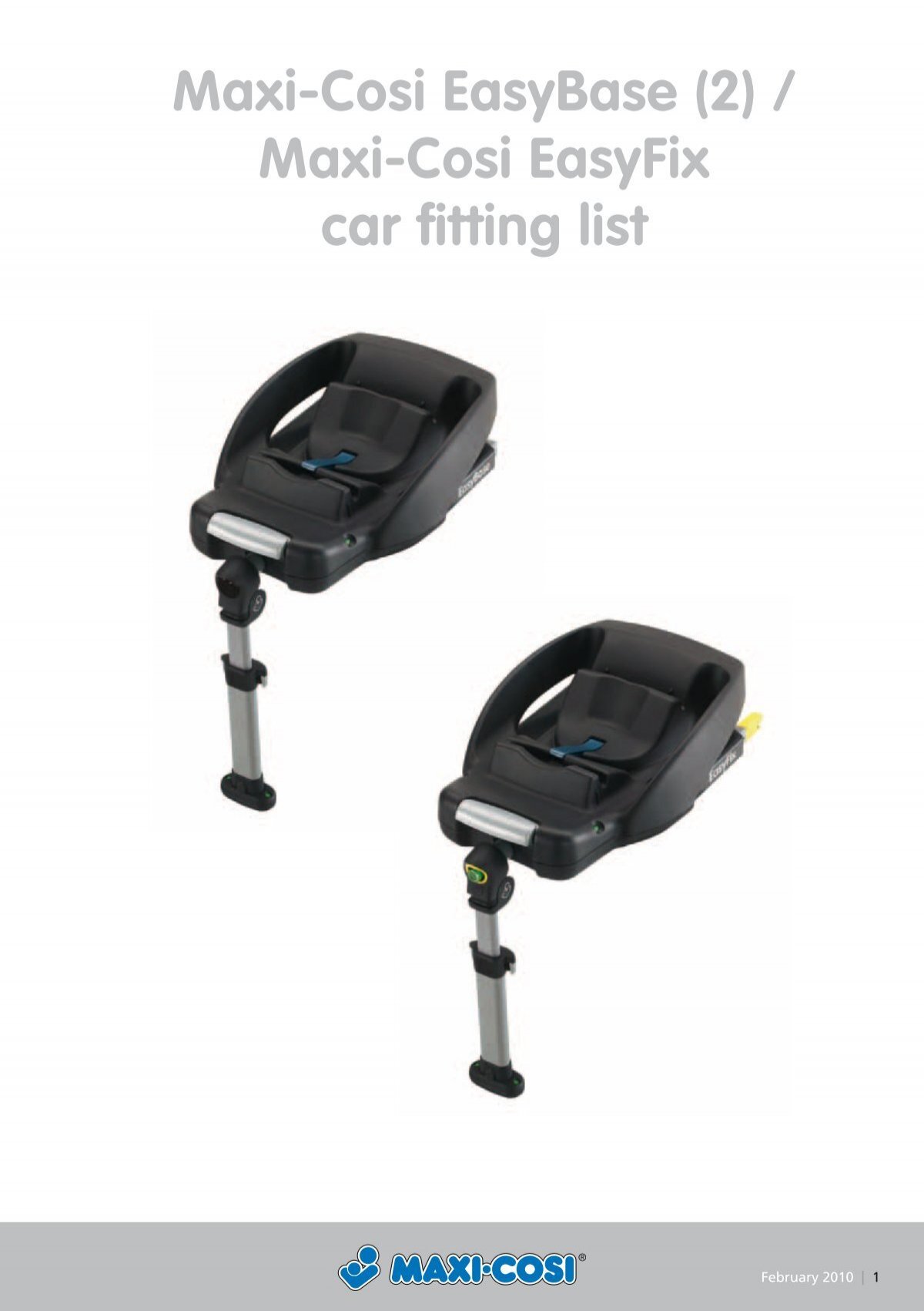 G Houden opschorten Maxi-Cosi Easybase (2) / Maxi-Cosi Easyfix car fitting list