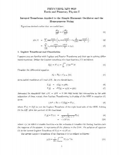 (Notes: Integral transforms applied to the simple harmonic oscillator ...