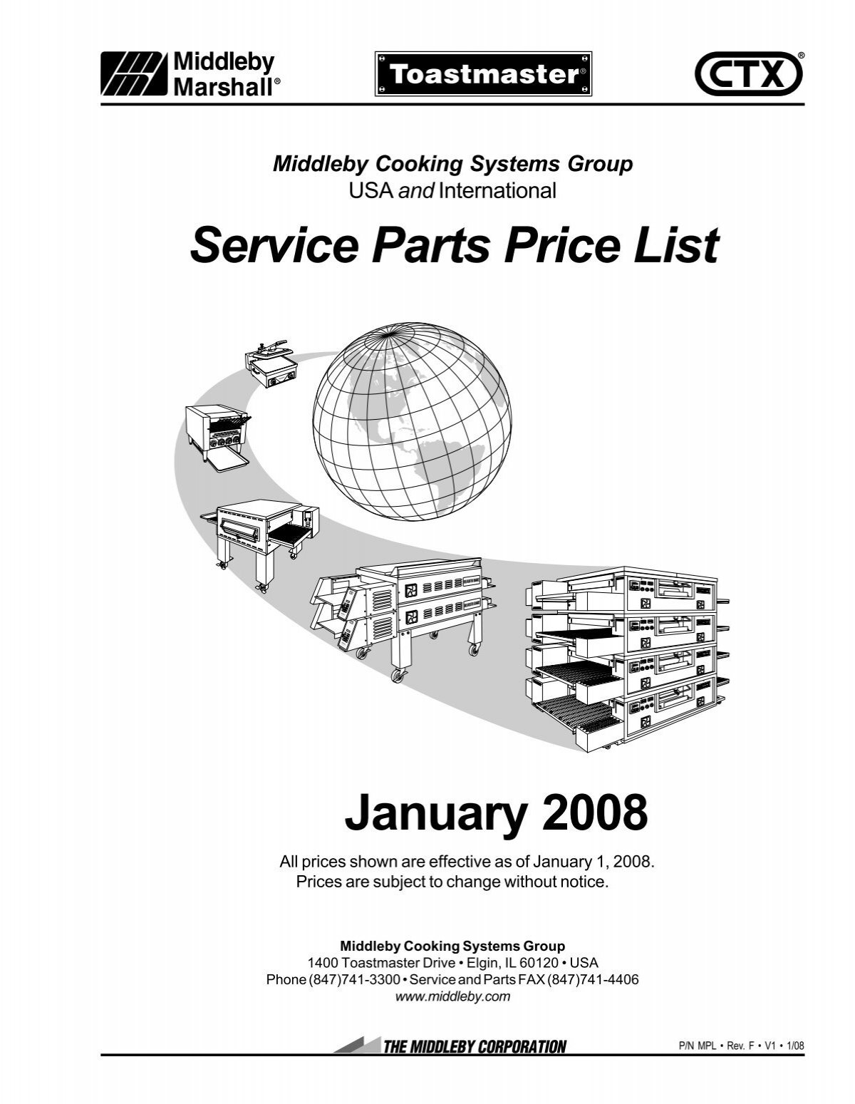 January 2008 Service Parts Price List