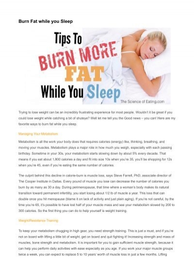 does sleeping burn calories
