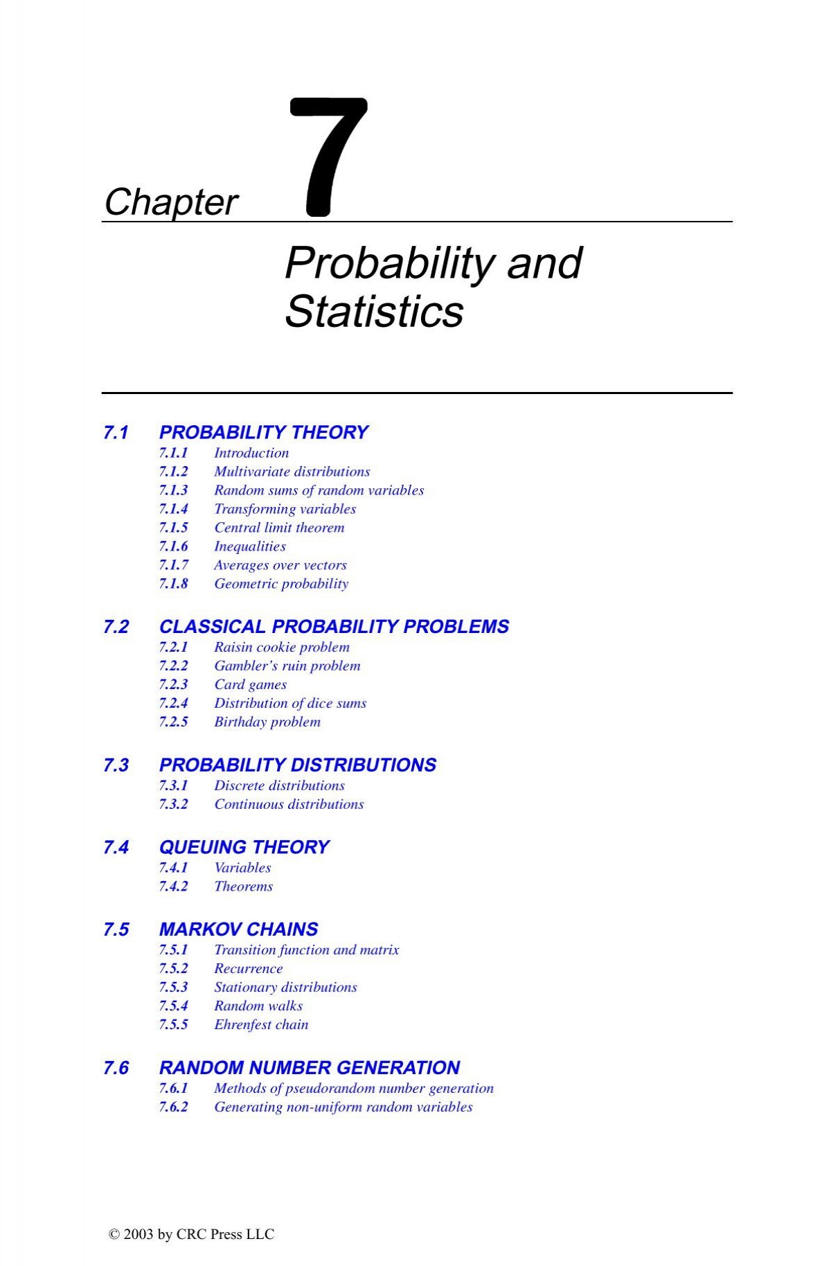 Chapter 7 Probability And Statistics