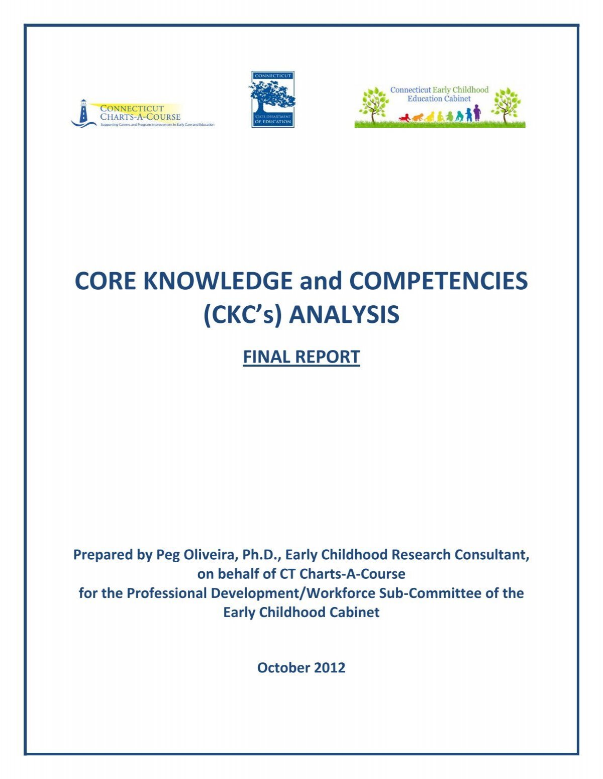 Core Knowledge And Competencies Connecticut Early