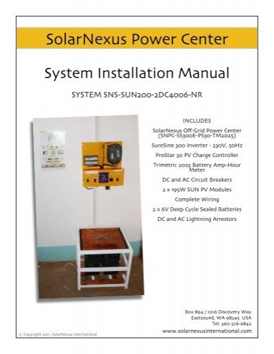 Solar Nexus Power Center Installation Manual