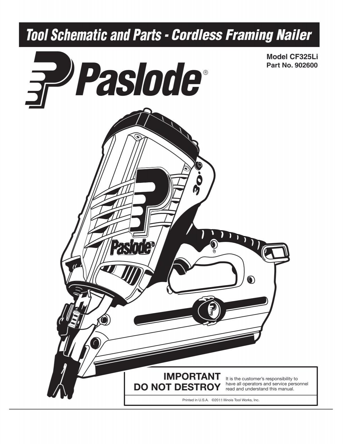 Paslode Nail Gun Im250A Users Manual 405630 9 Eng