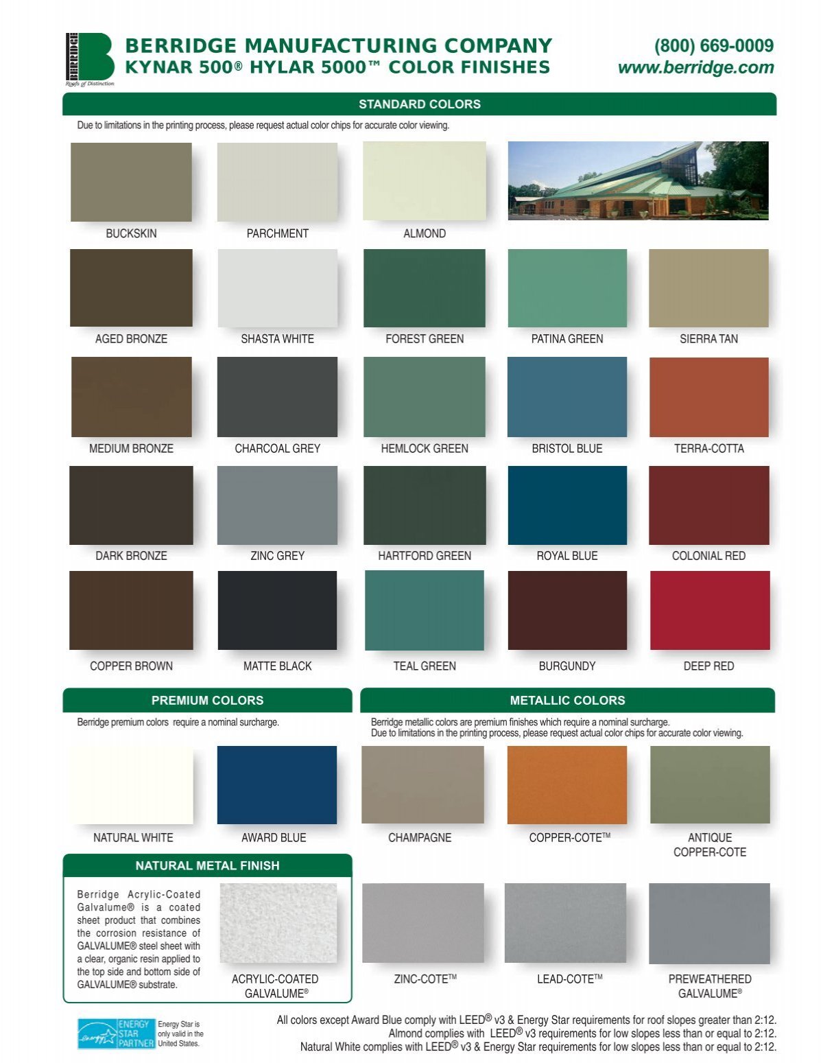 Berridge Manufacturing Color Chart