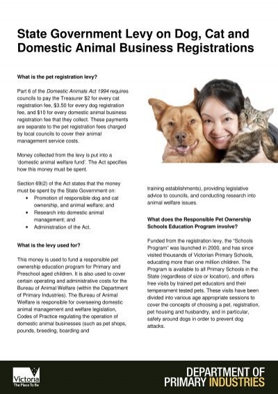 State Government Levy on Dog, Cat and Domestic Animal Business ...