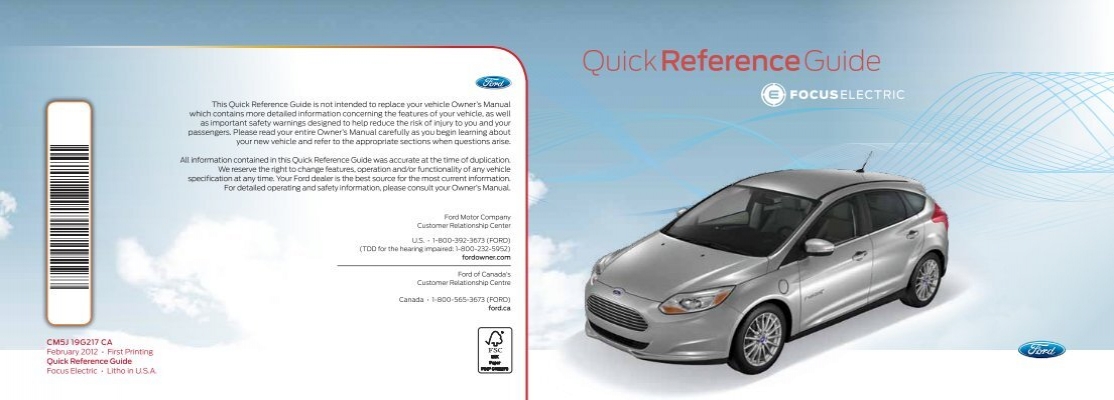 2012 Ford Focus Owners Manual User Guide
