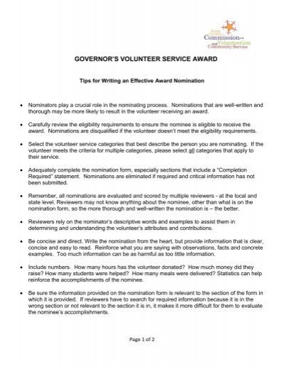 school governor nomination personal statement