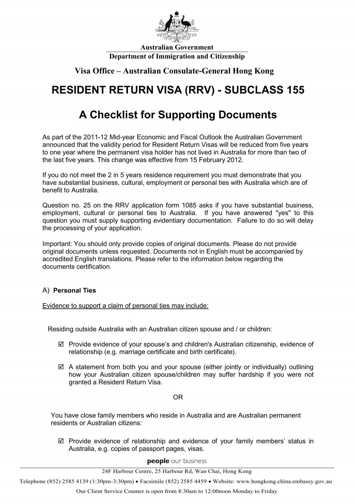 RESIDENT VISA (RRV) Australian Embassy, China