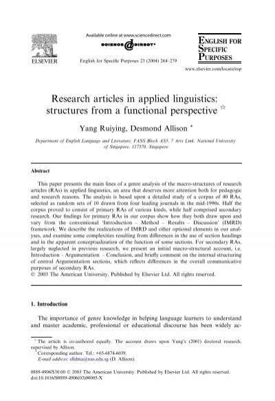 applied linguistics research paper