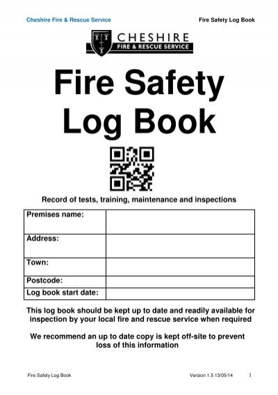 Fire Safety Log Book Business Premises Landlord HMO Small Business Take Away 