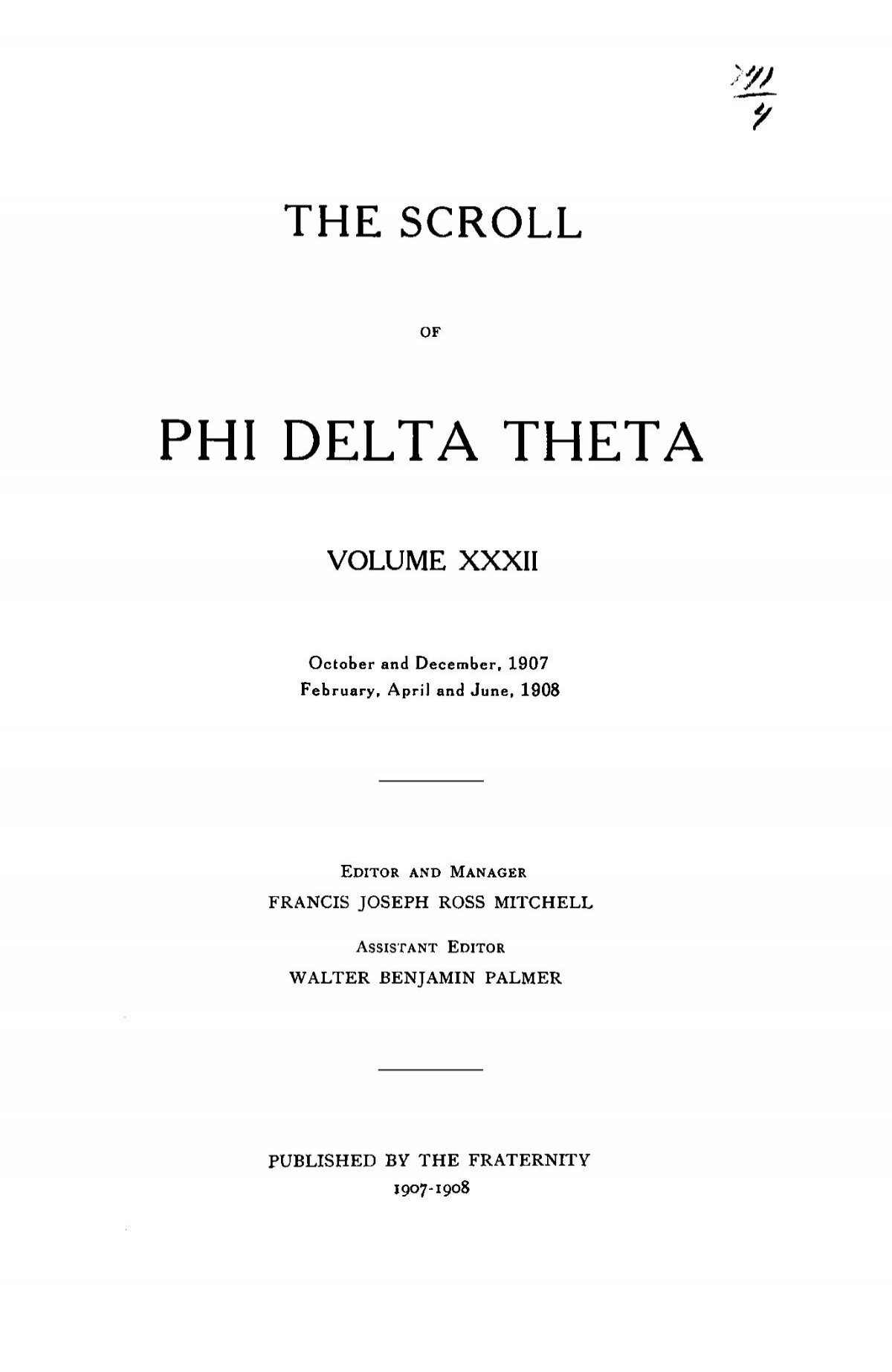 1886 Volume 11 No 1–5 - Phi Delta Theta Scroll Archive
