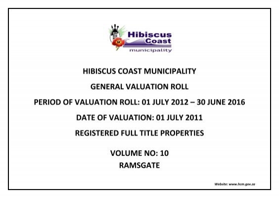 01 july 2012 â€“ 30 june 2016 d - Hibiscus Coast Municipality