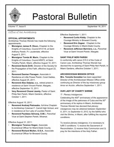Pastoral Bulletin - Archdiocese of Miami