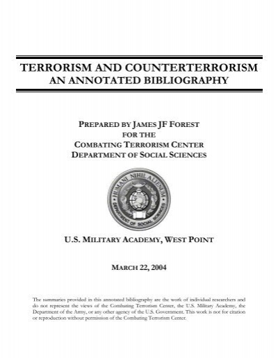 Ctc Annotated Bibliography On Terrorism And Counterterrorism