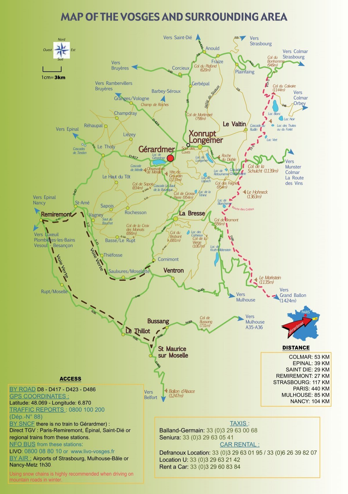 Map Of The Vosges And Surrounding Area Office Du Tourisme De