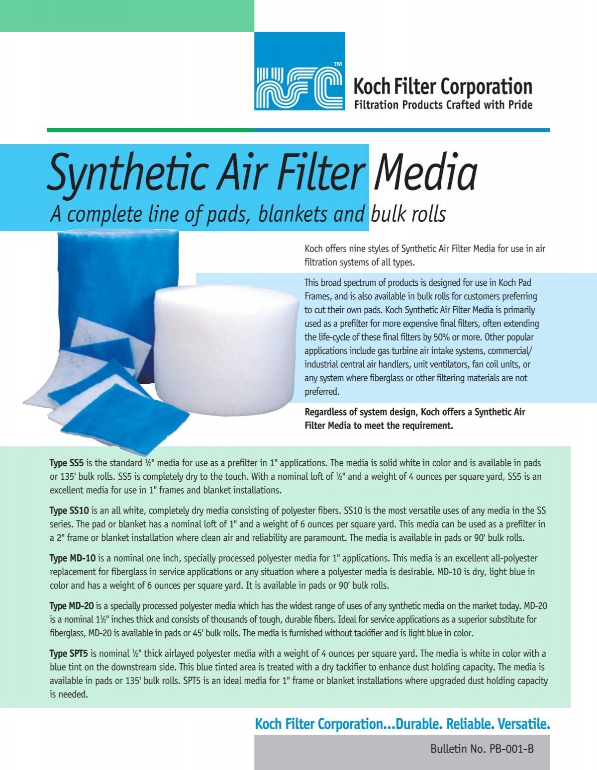 Synthetic Air Filter Media - Koch Filter Corporation