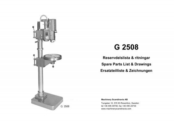 AB ARBOGA MASKINER ER 830 & ER 1830 Radial Drill Instruction & Parts Manual 0922 