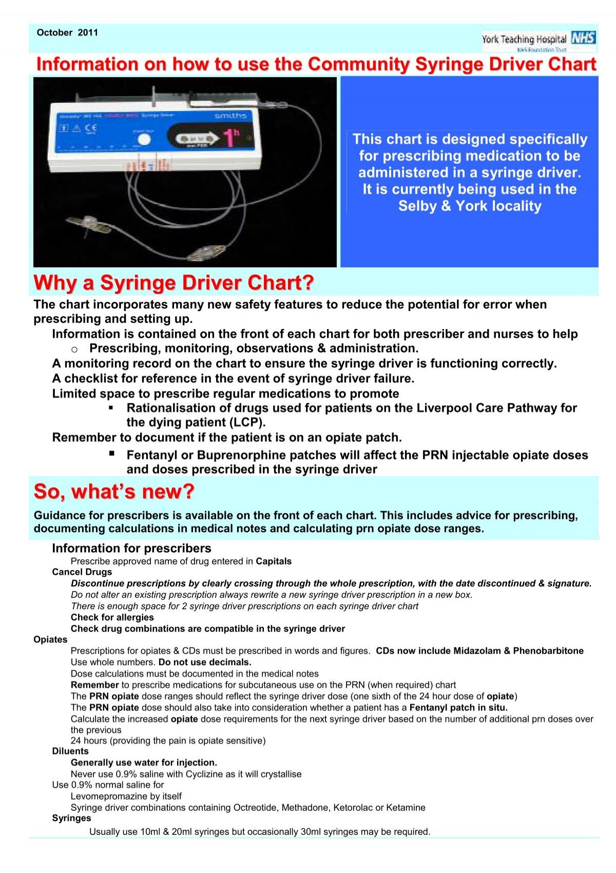 Syringe Driver Monitoring Chart